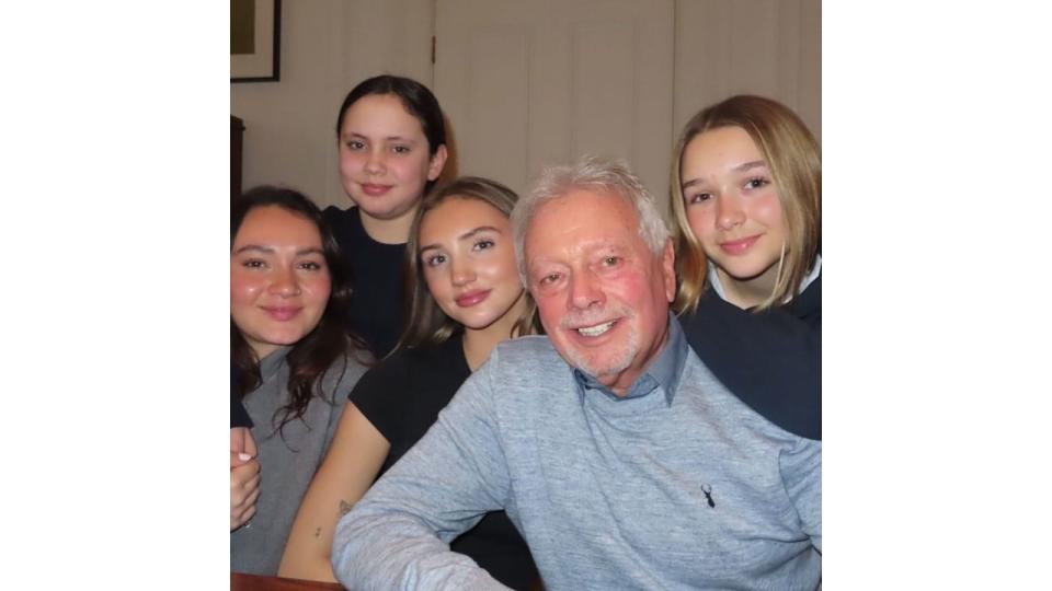 Harper Beckham with grandad Anthony Adams and cousins Libby, Tallulah-May and Quincy