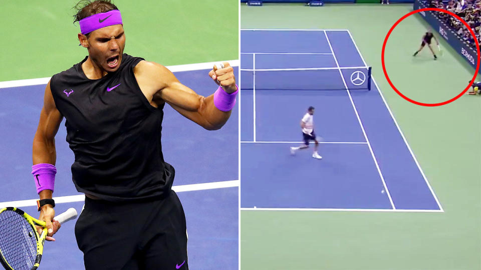 Rafael Nadal, pictured here making his insane winner at the US Open.