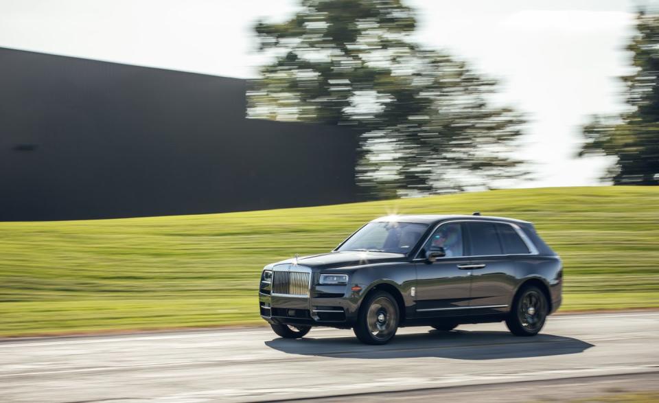 <p>The Rolls-Royce Cullinan is powered by a twin-turbocharged 6.7-liter V-12 that almost silently churns out 563 horsepower and 627 lb-ft of torque.</p>