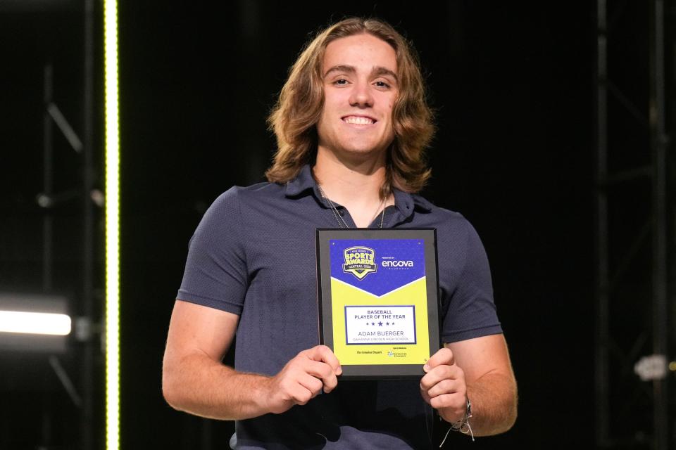 Gahanna Lincoln’s Adam Buerger wins the Baseball Athlete of the Year honor at the Central Ohio High School Sports Awards.