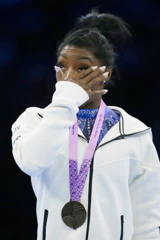 <p>CHINE NOUVELLE/SIPA/Shutterstock </p> Biles shared her reaction to having a fifth skill named after her on Friday