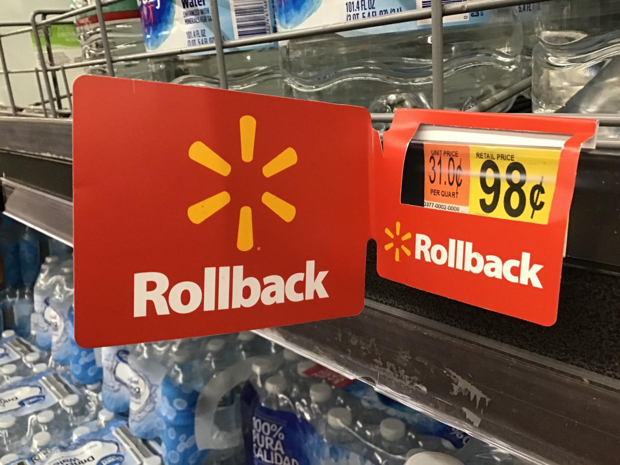 Closeup of Walmart Rollback sign