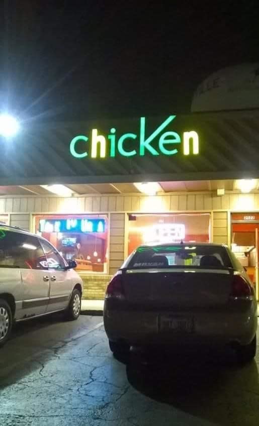 only some of the letters changed on the side so it could read chicken instead