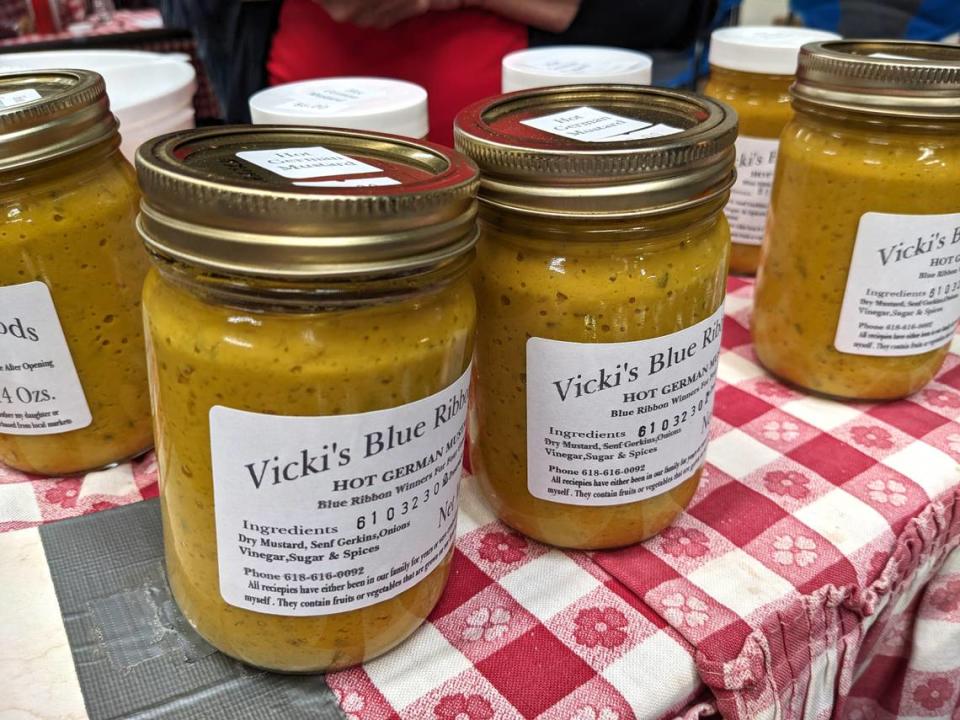 Hot German Mustard is one of many foods available from Vicki’s Blue Ribbon Foods. Vicki’s is one of the vendors that will be at the Craft and Vendor Show at Belleville’s Belle-Clair Fairgrounds Sept. 9-10.