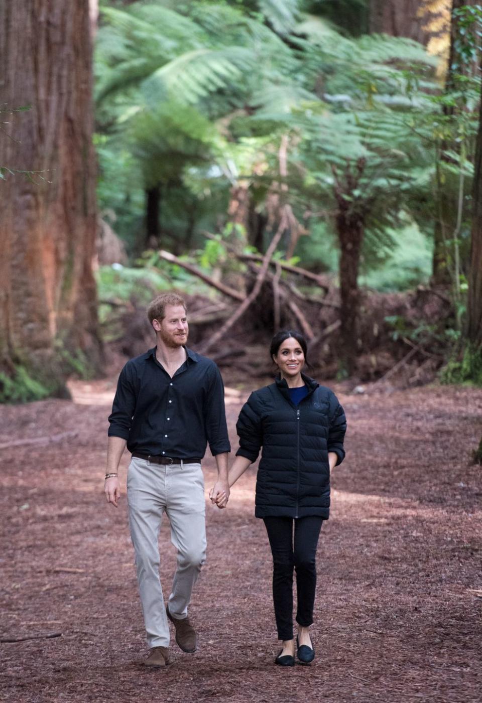 <p>On their last day in New Zealand, Harry and Meghan visited the Redwoods Treewalk in Rotorua. the Duchess wore black jeans by Mother Denim with a navy sweater and black puffer jacket by Norrøna, <a href="https://www.townandcountrymag.com/style/fashion-trends/a24474703/meghan-markle-prince-harry-jacket-final-day-royal-tour-outfit-new-zealand-photo/" rel="nofollow noopener" target="_blank" data-ylk="slk:which she borrowed from Prince Harry;elm:context_link;itc:0;sec:content-canvas" class="link ">which she borrowed from Prince Harry</a>. She also wore black flats by Birdies.</p><p><a class="link " href="https://go.redirectingat.com?id=74968X1596630&url=https%3A%2F%2Fwww.shopbop.com%2Flooker-skinny-jeans-mother%2Fvp%2Fv%3D1%2F1534840640.htm&sref=https%3A%2F%2Fwww.townandcountrymag.com%2Fstyle%2Ffashion-trends%2Fg3272%2Fmeghan-markle-preppy-style%2F" rel="nofollow noopener" target="_blank" data-ylk="slk:SHOP NOW;elm:context_link;itc:0;sec:content-canvas">SHOP NOW</a> <em>Skinny Jeans by MOTHER Denim, $196</em></p><p><a class="link " href="https://go.redirectingat.com?id=74968X1596630&url=https%3A%2F%2Fwww.altitude-sports.com%2Fproducts%2Fnorrona-mens-oslo-lightweight-down850-jacket-llll-nor-4821-18&sref=https%3A%2F%2Fwww.townandcountrymag.com%2Fstyle%2Ffashion-trends%2Fg3272%2Fmeghan-markle-preppy-style%2F" rel="nofollow noopener" target="_blank" data-ylk="slk:SHOP NOW;elm:context_link;itc:0;sec:content-canvas">SHOP NOW</a> <em>Norrøna Puffer Jacket, $486</em></p>