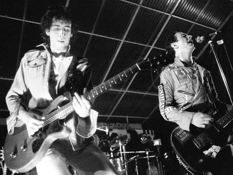 The greatest rock'n'roll band in the world: Mick Jones and Joe Strummer of The Clash perform at Mont de Marsan Punk Festival: Ian Dickson/Shutterstock