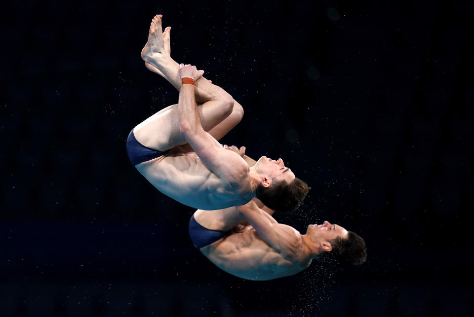 Great Britain's Tom Daley and Matty Lee during the Men's Synchronised 10m Platform Final at the Tokyo Aquatics Centre on the third day of the Tokyo 2020 Olympic Games in Japan. Picture date: Monday July 26, 2021.