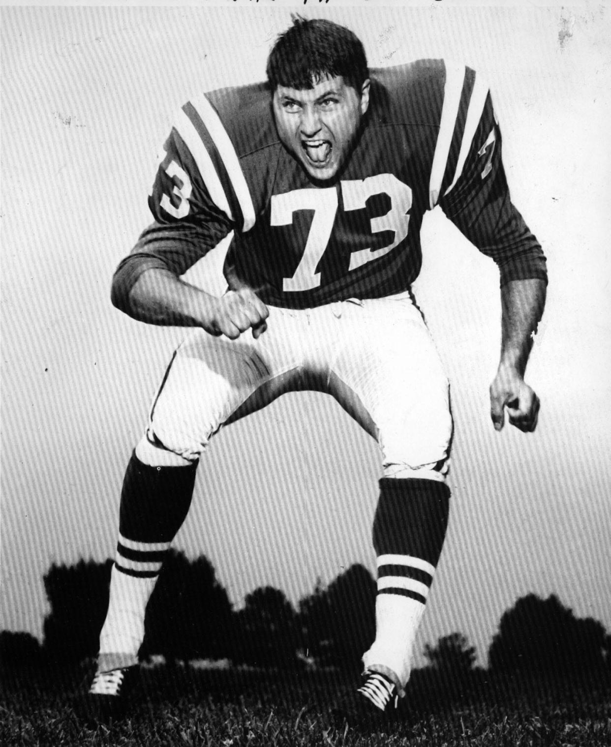 Henderson’s only World Champion football player, Sam Ball, who had been “the fiery blue giant on the University of Kentucky front wall,” was the No. 1 draft choice of the Baltimore Colts, The Gleaner reported Nov. 28, 1965. The Gleaner of July 11, 1971, reported he was retiring from pro football because of sports injuries and to focus on business opportunities. He was one of the first athletes honored by the Henderson County Sports Hall of Fame when he was inducted during football halftime Oct. 7, 1988.