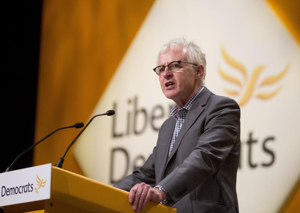 Norman Lamb, MP North Norfolk and Spokesperson on Health and Care, delivers a speech on the regulatory framework for cannabis during the second day of the Liberal Democrat Spring Conference at York Barbican Centre today on March 12 2016.