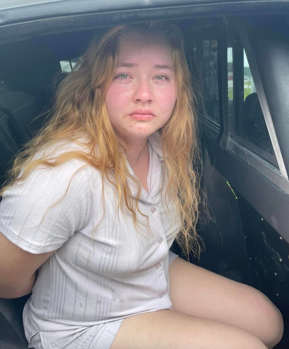 Leo Acosta Sanchez, pictured during her arrest, is wanted for murder in Mexico, a Lieutenant Teller told The Independent (Splendora Police Department)