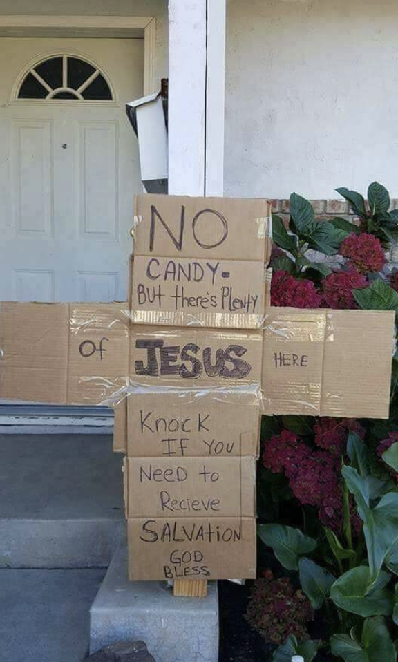 "Knock if you need to recieve salvation"