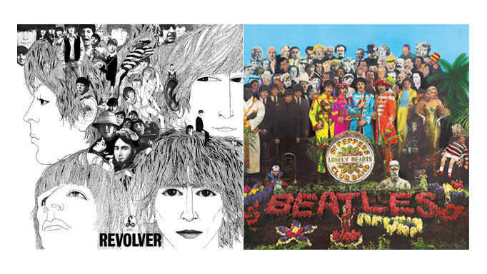  The Beatles Revolver and Sgt Pepper album artwork. 