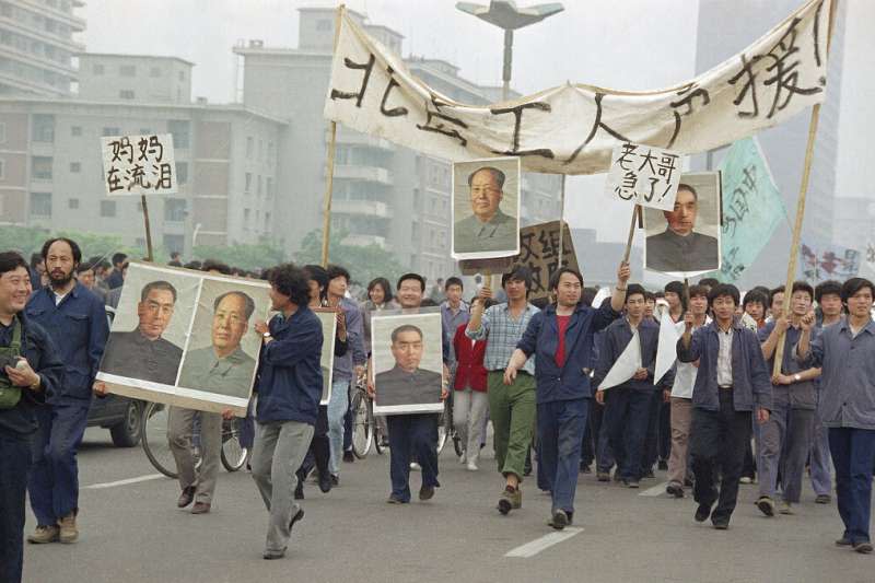 六四、1989年5月18日在北京上街遊行的民眾。（AP）