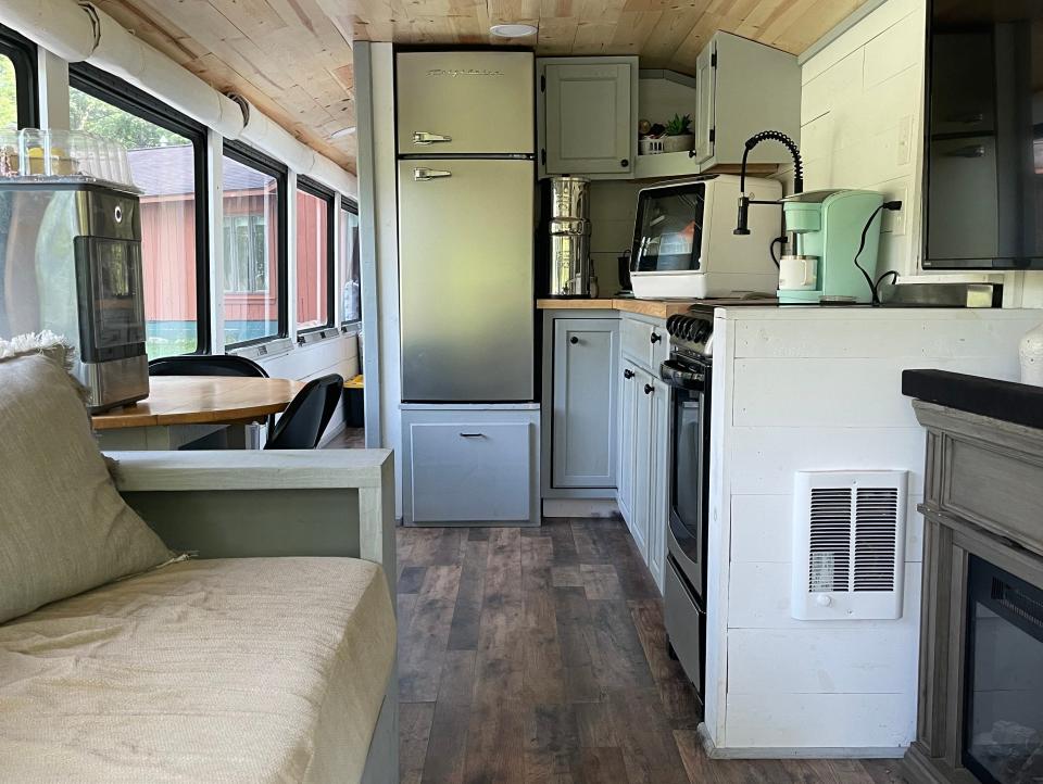 The Wanderlusters Bus Family kitchen