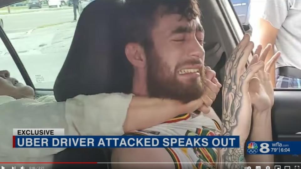 司機遭女乘客發狂鎖喉險些斷氣。（圖／翻攝自 WFLA News Channel 8 YouTube）