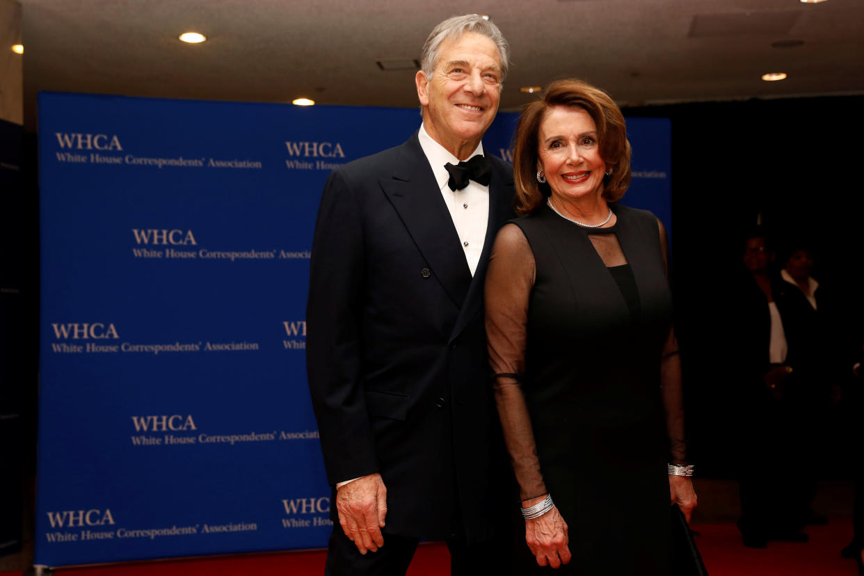 Paul Pelosi pictured with his wife, House Speaker Nancy Pelosi, at the White House Correspondents' Association dinner in Washington on April 28, 2018. (Reuters)