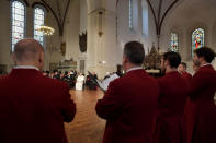 Pope Francis attends an ecumenical church service at the Riga Dome Cathedral in Riga, Latvia, during the second leg of Pope Francis' trip to the Baltic states, September 24, 2018. Vatican Media/Handout via REUTERS THIS IMAGE HAS BEEN SUPPLIED BY A THIRD PARTY