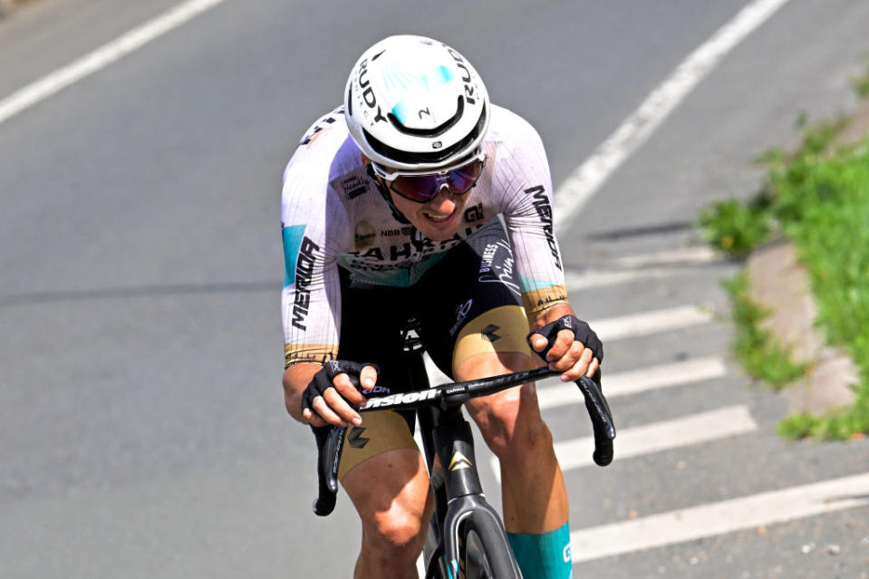 SAN SBASTIN SPAIN  JULY 02 Pello Bilbao of Spain and Team Bahrain Victorious attacks during the stage two of the 110th Tour de France 2023 a 2089km stage from VitoriaGasteiz to San Sbastin  UCIWT  on July 02 2023 in San Sbastin Spain Photo by Bernard Papon  PoolGetty Images