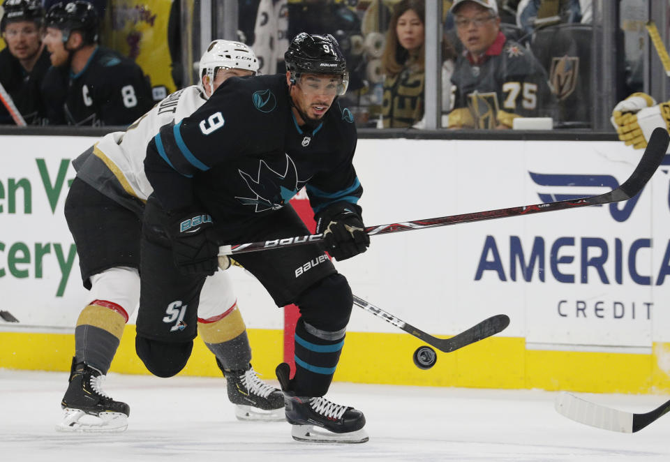 Evander Kane has been a revelation since joining the Sharks out west. (AP Photo/John Locher)