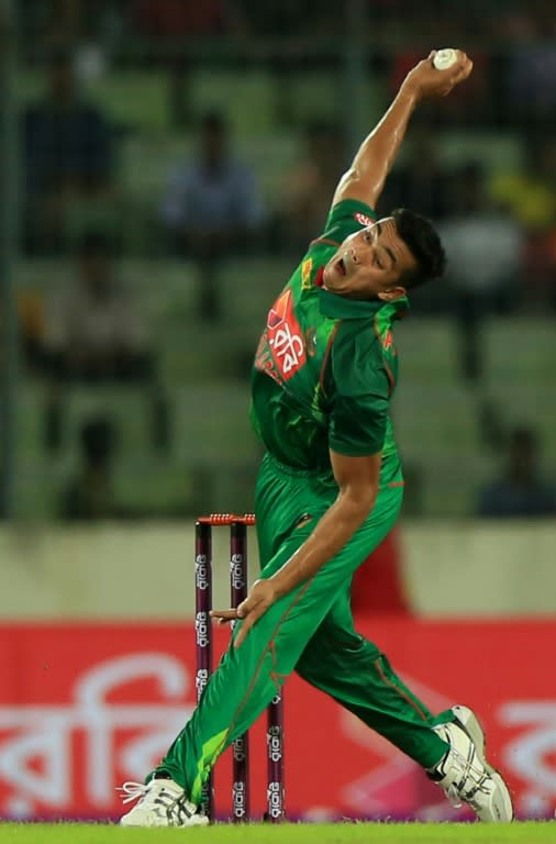 Bangladesh cricketer Taskin Ahmed delivers the ball on September 25, 2016