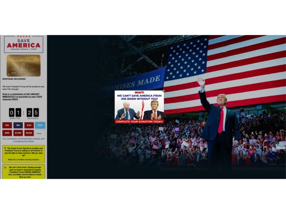 A screengrab of the Save America PAC's fundraising page for the Official Trump Gold Card