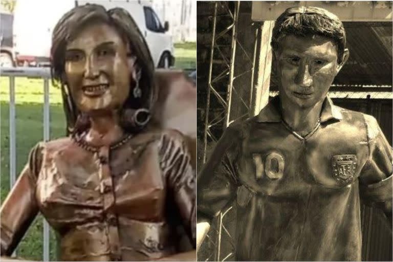 El artista cordobés Daniel Melero no solo hizo una escultura de Mirtha Legrand sino también de Lionel Messi (Foto: Captura Tiwtter / Facebook)