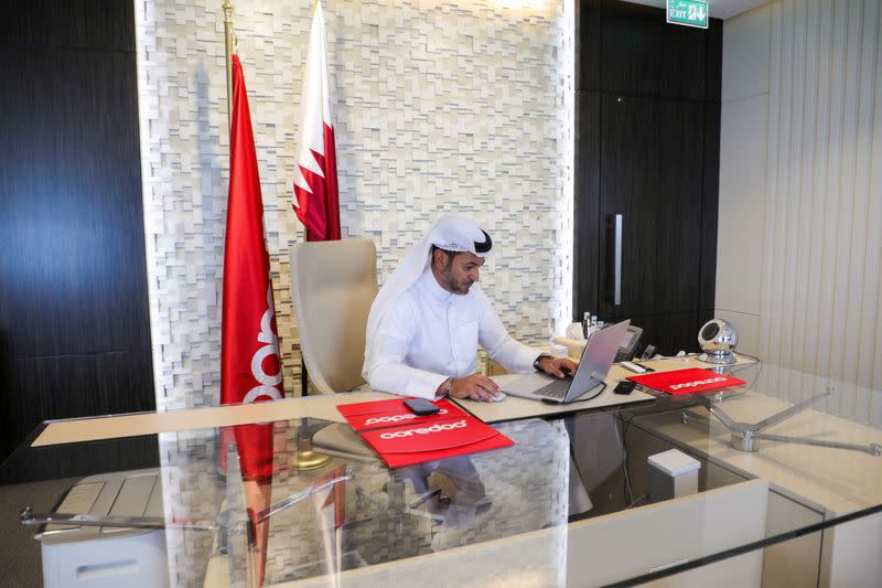 Ooredoo CEO, Aziz Aluthman Fakhroo, attends an interview with Reuters in Doha