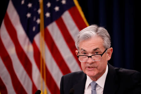 Federal Reserve Chairman Jerome Powell speaks at a news conference following the Federal Open Market Committee meetings in Washington, U.S., March 21, 2018. REUTERS/Aaron P. Bernstein