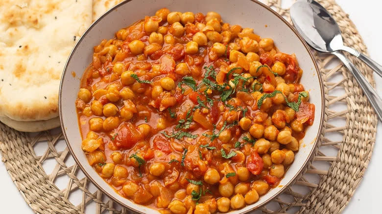 Moroccan chickpea stew in bowl