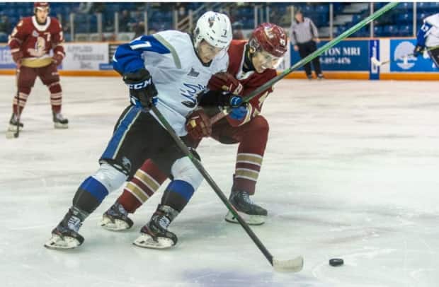 The Saint John Sea Dogs and the Acadie-Bathurst Titan met in the New Brunswick round-robin of the QMJHL playoffs. The league is the only major junior league in Canada moving ahead with playoffs. Neither the OHL nor WHL will hold playoffs due to the COVID-19 pandemic (Michael Hawkins/Saint John Sea Dogs  - image credit)