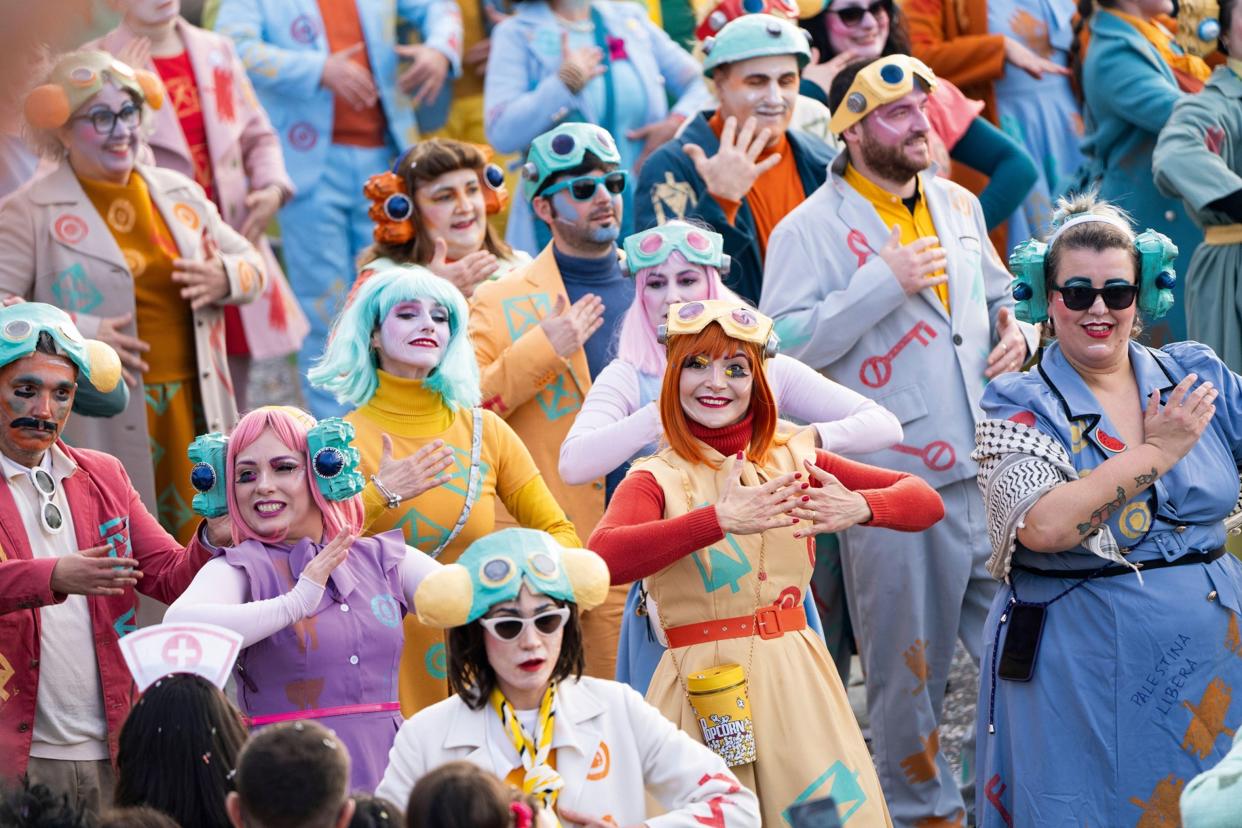 About 100,000 spectators gather for the Carnevale di Viareggo in Tuscany, where locals dress up to lead a parade.