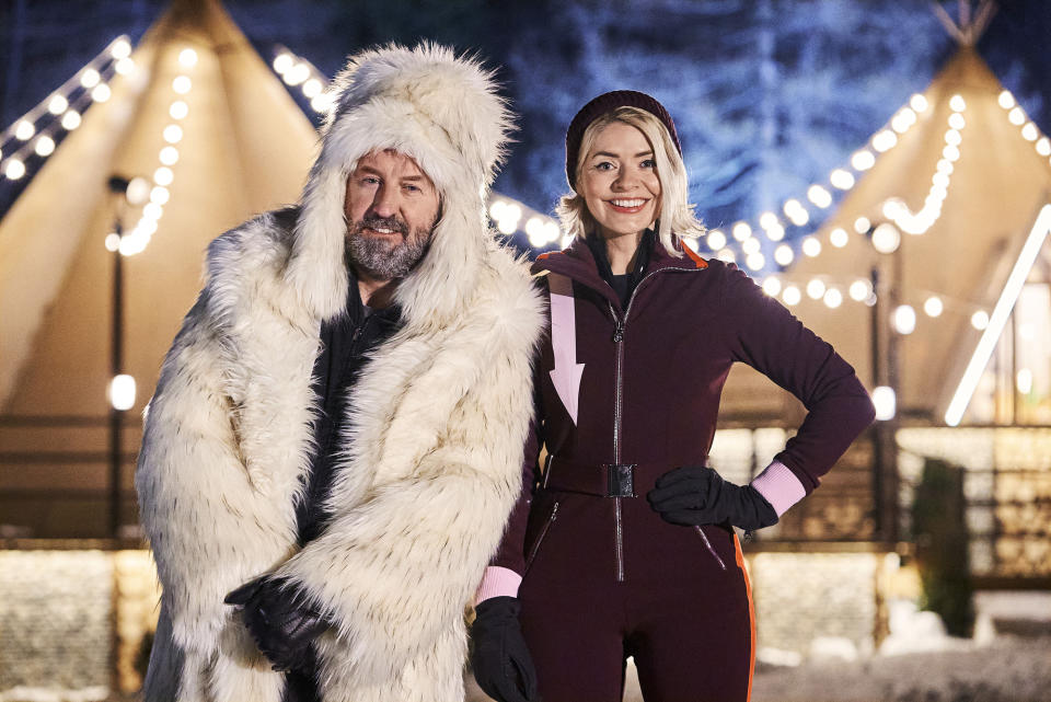 Programme Name: Freeze The Fear with Wim Hof - TX: n/a - Episode: n/a (No. n/a) - Picture Shows:  Lee Mack, Holly Willoughby - (C) Hungry Bear Media - Photographer: Pete Dadds