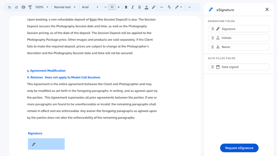  Google Docs eSignature tool 