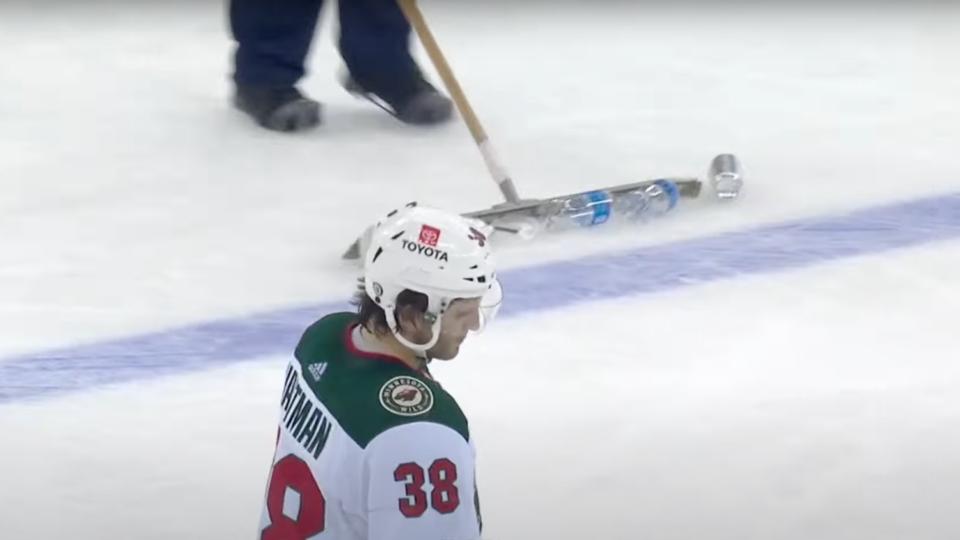 Rangers fans threw trash on the ice after the team&#39;s game-tying goal was called off.