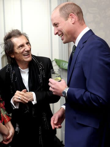 <p>Chris Jackson/Getty Images for Tusk</p> Ronnie Wood and Prince William at the 2023 Tusk Conservation Awards on Nov. 27.