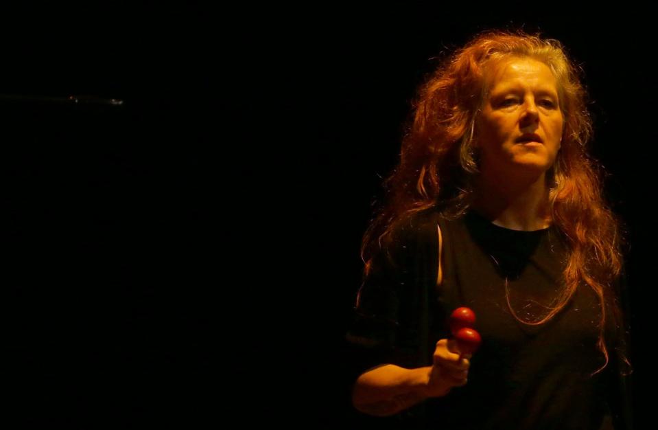 Neko Case performs during the opening day of the Mission Creek Festival Thursday, April 4, 2024 at Hancher Auditorium in Iowa City, Iowa.