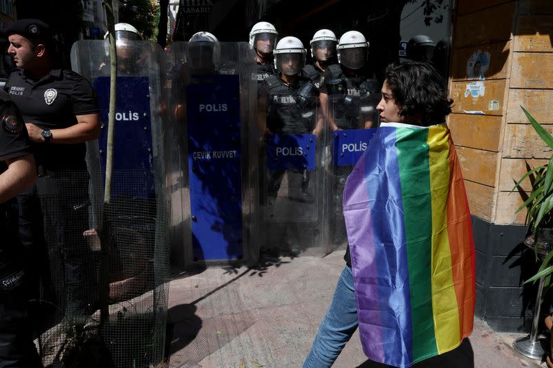 Turkey's LGBT+ community gather for a pride parade, in Istanbul