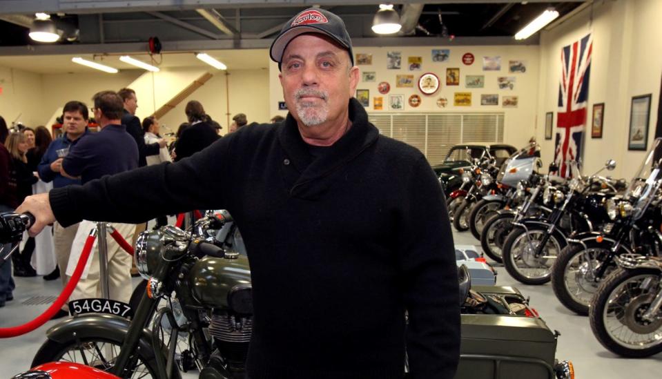 billy joel at his motorcycle shop on long island in 2010