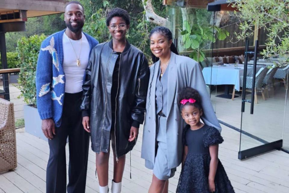 Dwyane Wade/Instagram Dwyane Wade, Zaya Wade, Gabrielle Union, and Kaavia James Wade