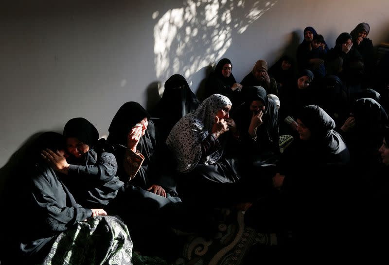Relatives of Sabreen Abu Jazar, who died when a boat carrying migrants sank offshore Greece