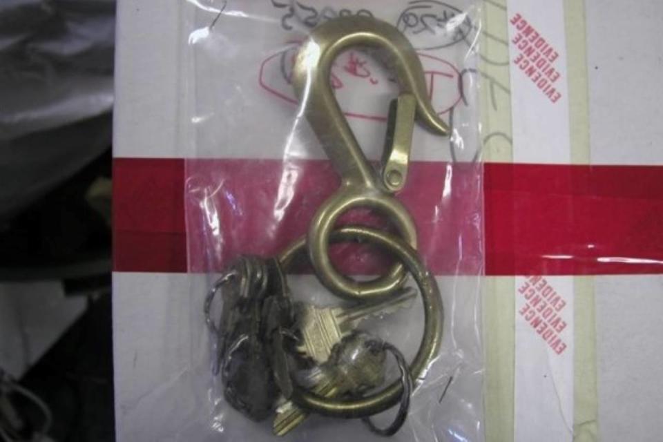 The large brass hook key ring that Jeff Oberholtzer made for Bobbie Jo to use if she ever needed to defend herself.  / Credit: Evidence