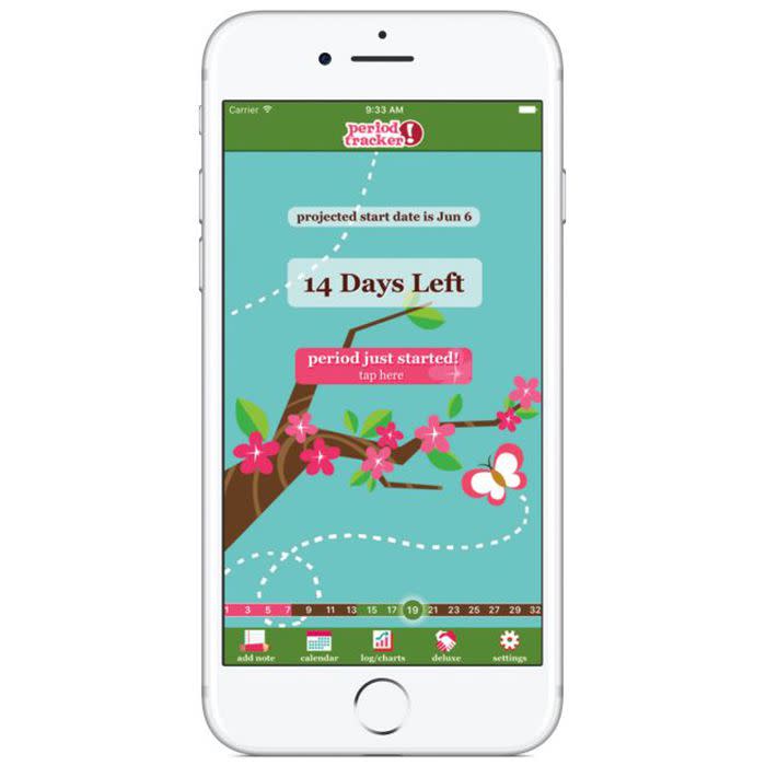 <p>The easy-to-follow interface on this app keeps things simple: You just press a button when your period starts and it takes care of the rest. If you want, add notes and symptoms along the way and the app will lay out <a rel="nofollow noopener" href="https://www.redbookmag.com/body/pregnancy-fertility/a48444/period-red-flags/" target="_blank" data-ylk="slk:your period patterns;elm:context_link;itc:0;sec:content-canvas" class="link ">your period patterns</a> in easy-to-read charts. </p><p><a rel="nofollow noopener" href="https://itunes.apple.com/us/app/period-tracker-lite/id330376830?mt=8" target="_blank" data-ylk="slk:DOWNLOAD NOW;elm:context_link;itc:0;sec:content-canvas" class="link ">DOWNLOAD NOW</a></p>