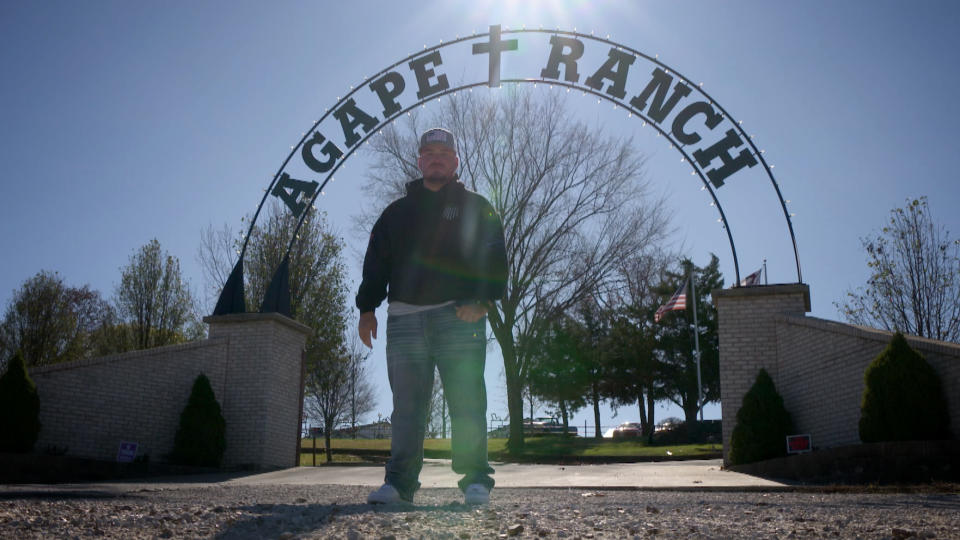 Image: Colton Schrag outside the Agape Boarding School in Missouri. (NBC News)