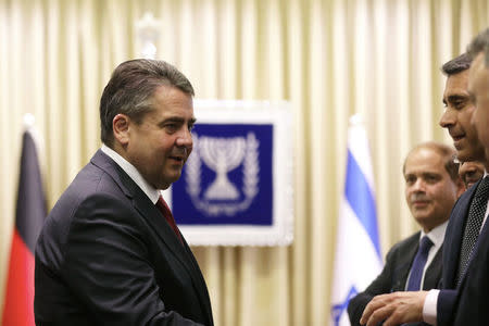 German Foreign Minister Sigmar Gabriel is seen during his meeting with Israeli President Reuven Rivlin in Jerusalem April 25, 2017. REUTERS/Ronen Zvulun