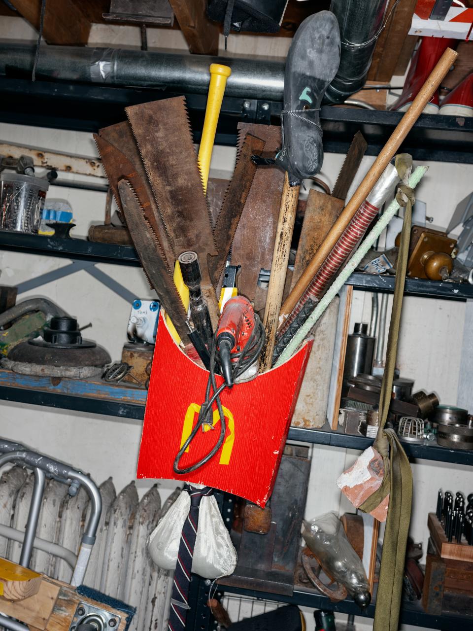 In Sachs’s studio, it’s unclear what’s art and what’re tools.