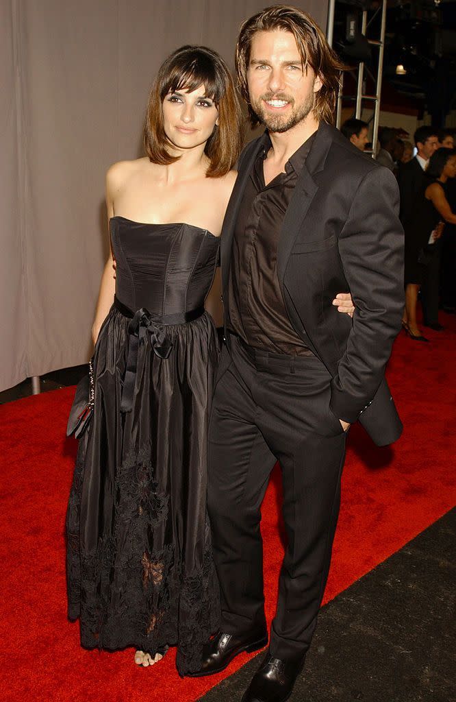 <p>Cruz and Cruise, eh? The pair met on set and later made their relationship public in August 2001 at the premiere of Captain Corelli's Mandolin. They dated until 2004. Cruz later told<a href="https://www.telegraph.co.uk/culture/film/starsandstories/3559549/Penelope-Cruz-I-dont-fall-in-love-when-Im-working.html" rel="nofollow noopener" target="_blank" data-ylk="slk:The Telegraph;elm:context_link;itc:0;sec:content-canvas" class="link ">The Telegraph</a>, "I've never fallen in love with someone I'm working with. It's always been afterwards. If something becomes friendship, then maybe months later it becomes something else, but you can never know. It's always a mystery. You can't plan those things."</p>