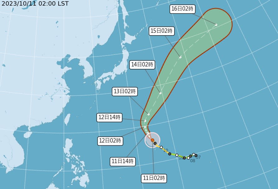 中央氣象署發布大雨特報，宜蘭山區仍有局部大雨發生的機率，中颱布拉萬將持續增強至強烈颱風，對台灣天氣沒有影響。（圖：中央氣象署網站）