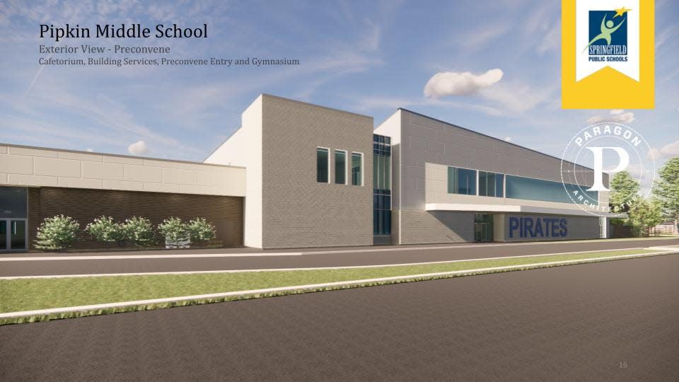 An artist rendering of Pipkin Middle School from Paragon Architecture.