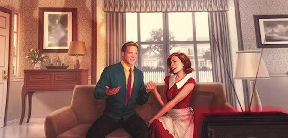 Promotional poster for 'WandaVision' unveiled at D23 emphasizes show's 1950s sitcom vibe. (Photo: Marvel/Disney)