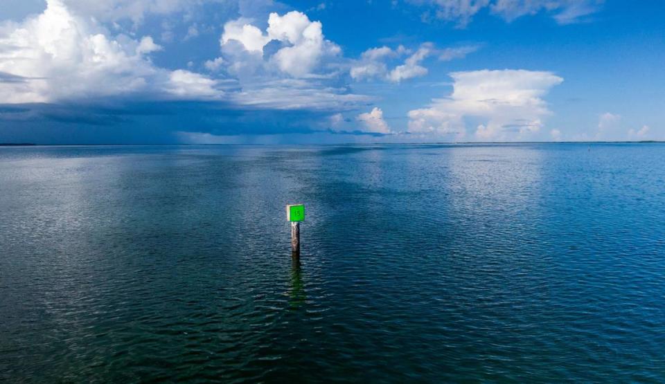 View of the channel marker #15, in the intracoastal Waterway on Biscayne Bay, where a tragic boat crash happened last Sunday September 4th, killing Miami-Dade County high school senior Luciana Lucy Fernandez and sending 14 people into the water. on Thursday September 08, 2022.